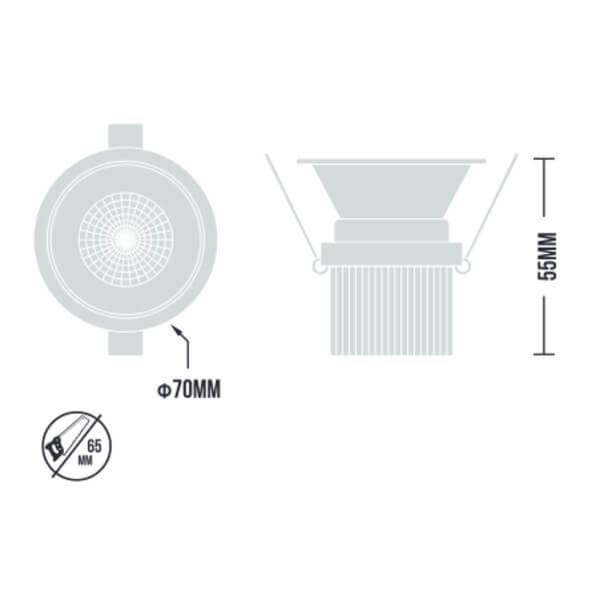 8W LED White Deep Recessed Downlight IP44