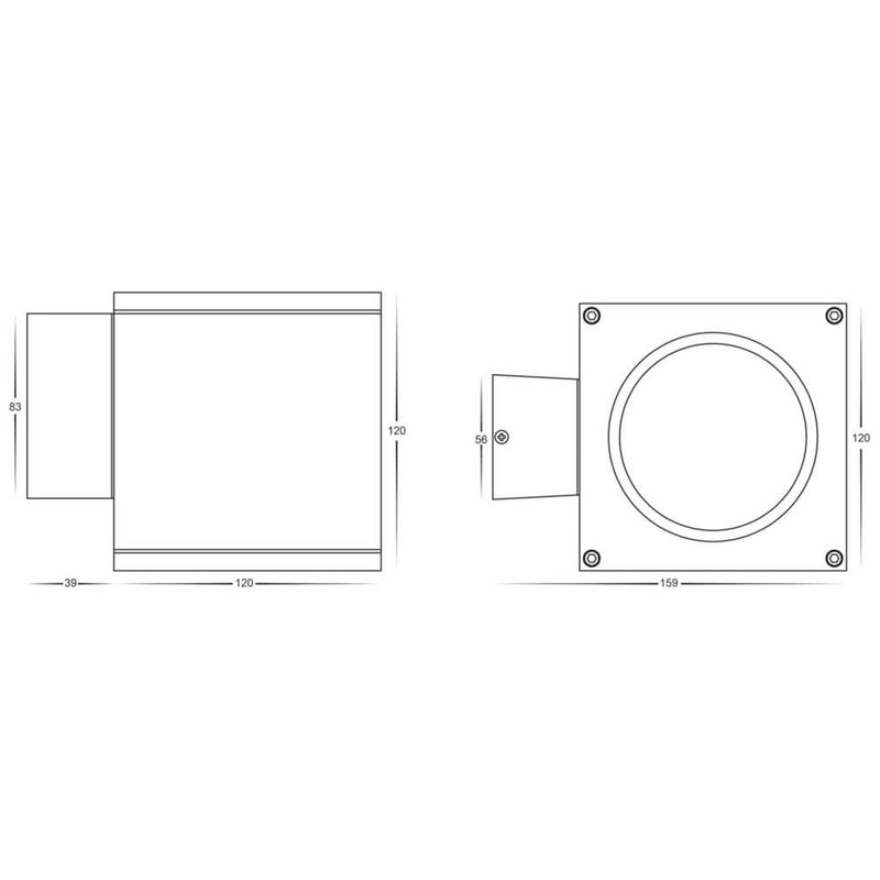 15W LED Fixed Down Square Wall Light IP54