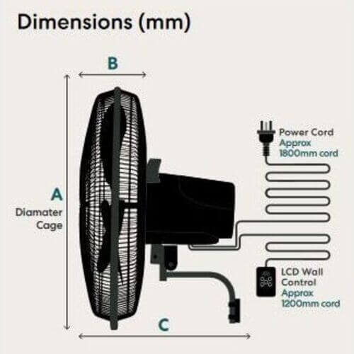 Fanco Commercial DC Motor Wall Fan with Wired LCD Control