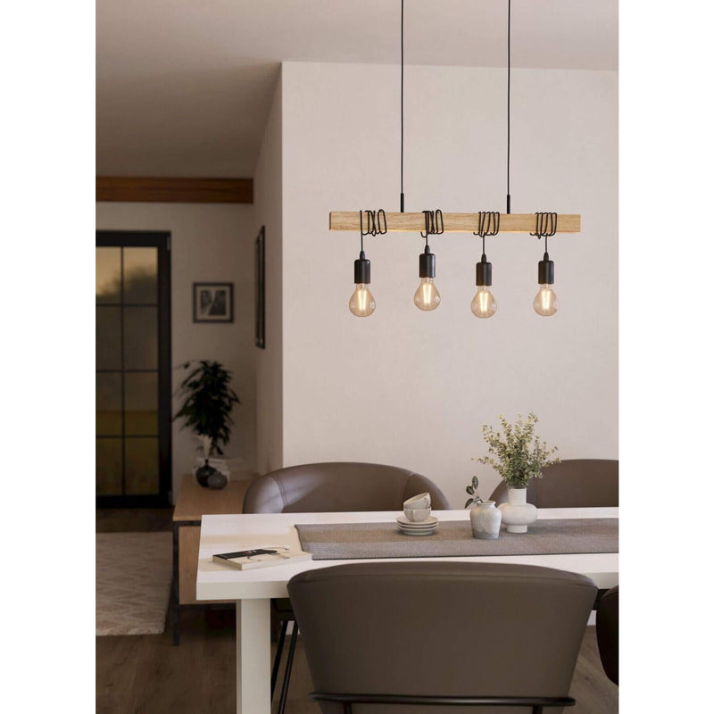 Cords Suspension Bulbs with Natural Timber Pendant Light IP20
